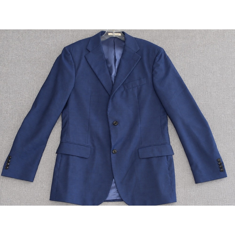Joseph Abboud Blazer Sport Coat Men 40L Blue Super 100s Wool Union Made USA